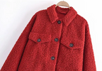 Fashionable Single Breasted Lamb Wool Lapel Coat