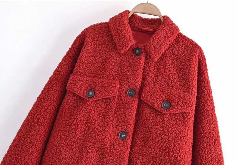 Fashionable Single Breasted Lamb Wool Lapel Coat