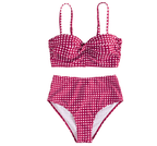 Red Gingham Retro High-Waist Bikini Set