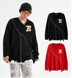 Chaopai Loose Long-sleeved Sweater with Frayed Edges