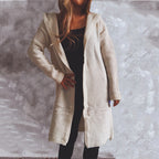 Women's Hooded Long Knitted Cardigan Sweater