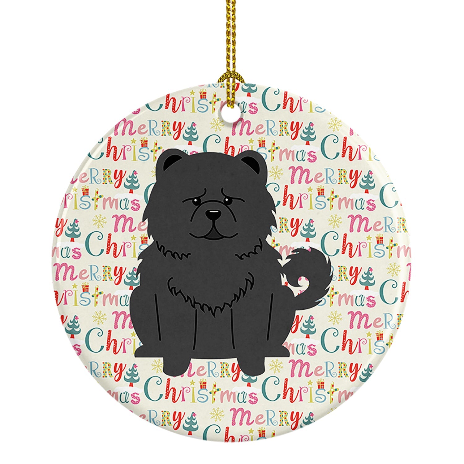 Merry Christmas Chow Chow Black Ceramic Ornament