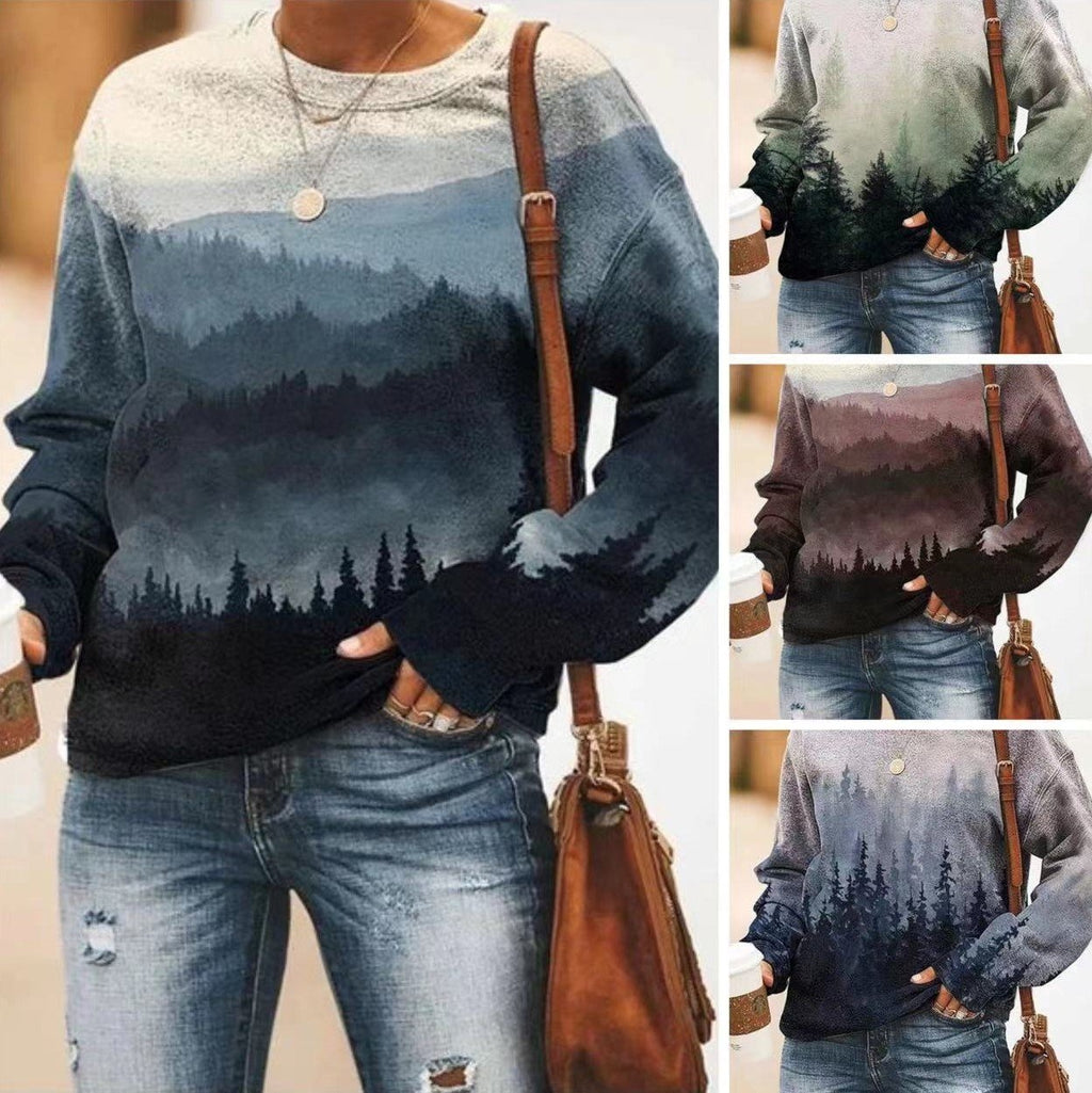 Women's Floral Print Long Sleeve Pullover Sweater | Streetwear