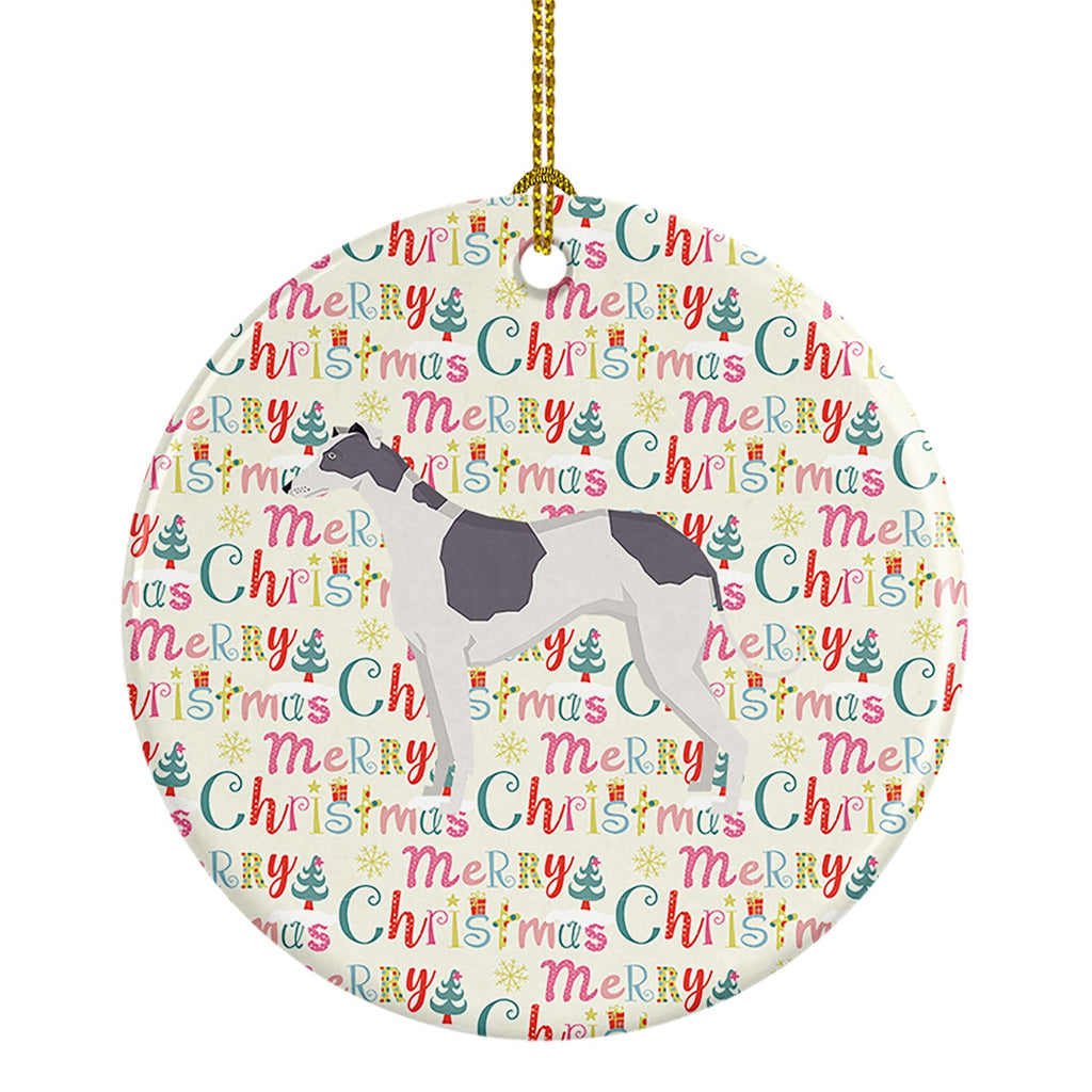 Greyhound Merry Christmas Ceramic Ornament