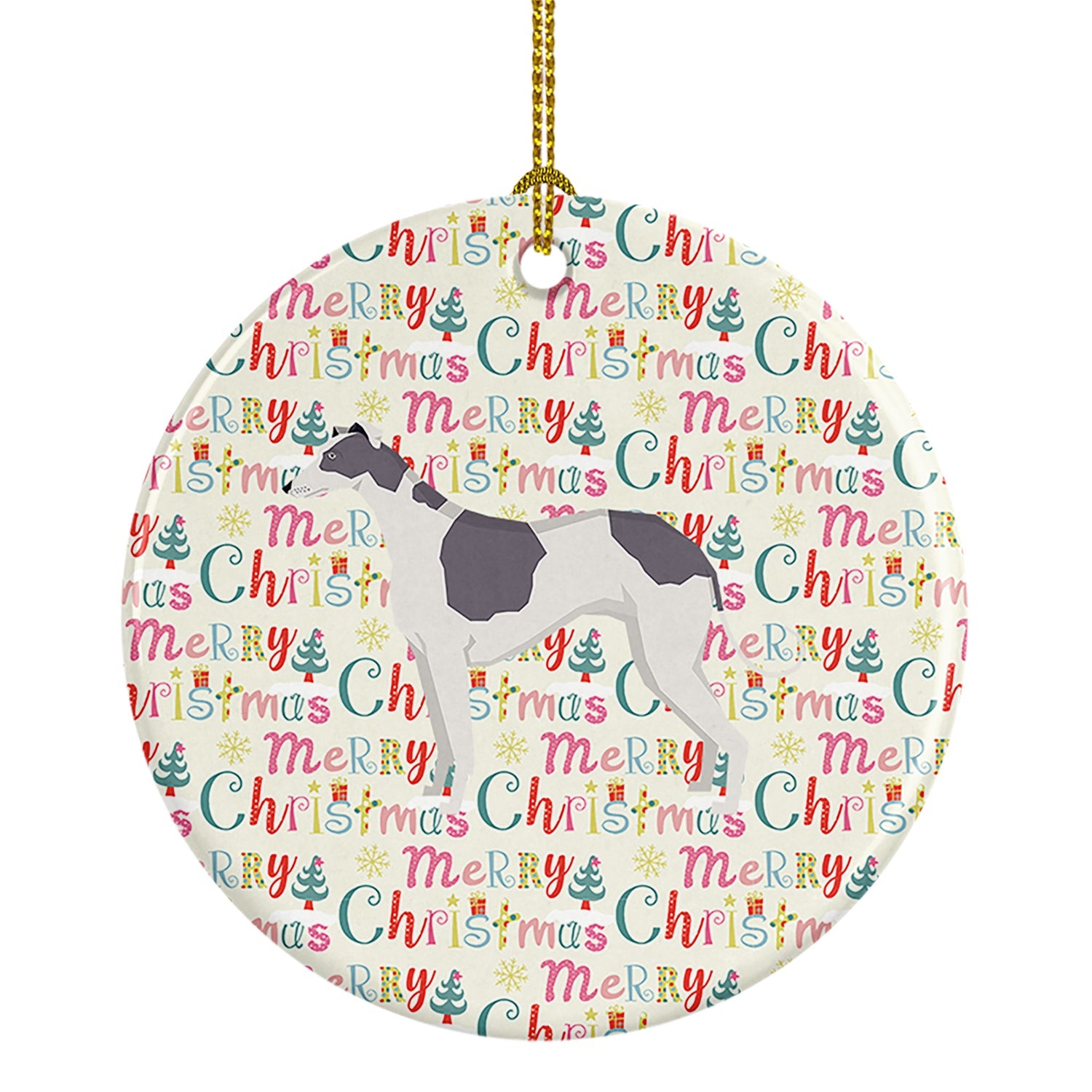 Greyhound Merry Christmas Ceramic Ornament