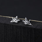 Titanium Steel Origami Crane Stud Earrings
