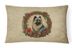 Keeshond Christmas Flowers Throw Pillow