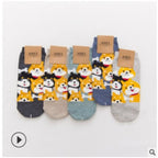 Cute Cartoon Christmas Socks for Women, Cotton Crew Length