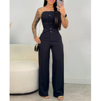 Women’s Tube Top Vest and Wide Leg Pants Set