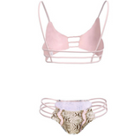 Snake Print Strapless Bikini Set
