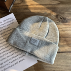 Simple Small Letter Knitting Wool Hat | Embroidered Cap