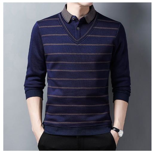 Men's V-Neck Sweater LC02 with Mock Layer (One Piece)