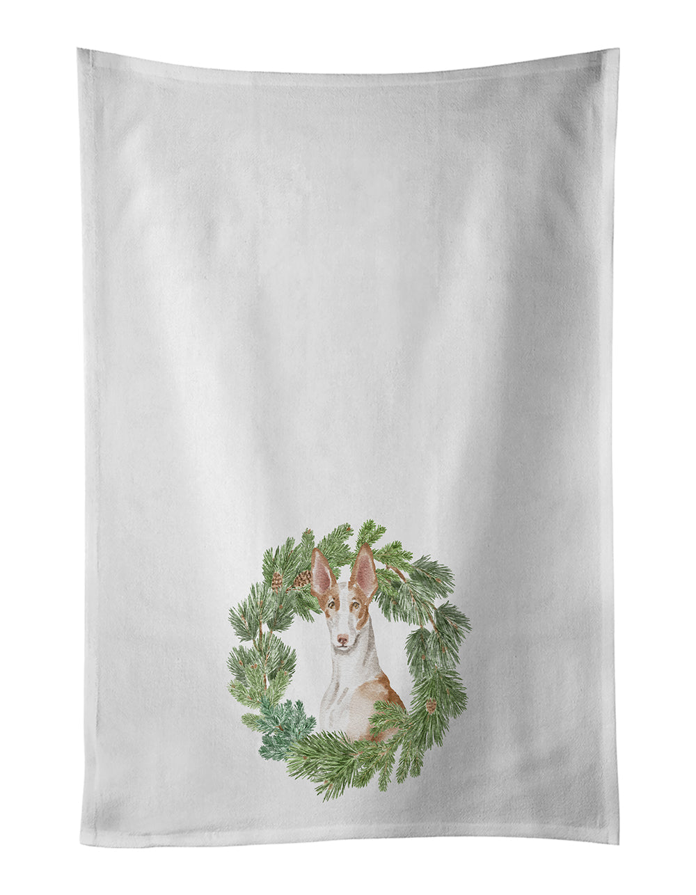 Ibizan Hound Sitting Proud Christmas Wreath Kitchen Towel Set of 2