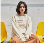 Women's Loose Letter Printed Fleece Sweater