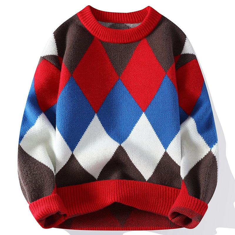 Harajuku Men's Sporty Wool Sweater - High Quality Knit