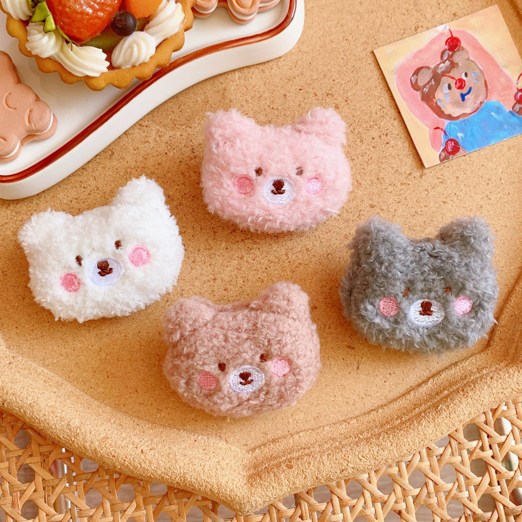 Cute Teddy Curly Hair Bear Plush Brooch for Bags