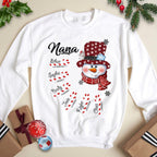 Snowman Candy Cane Christmas Sweater with Round Neck