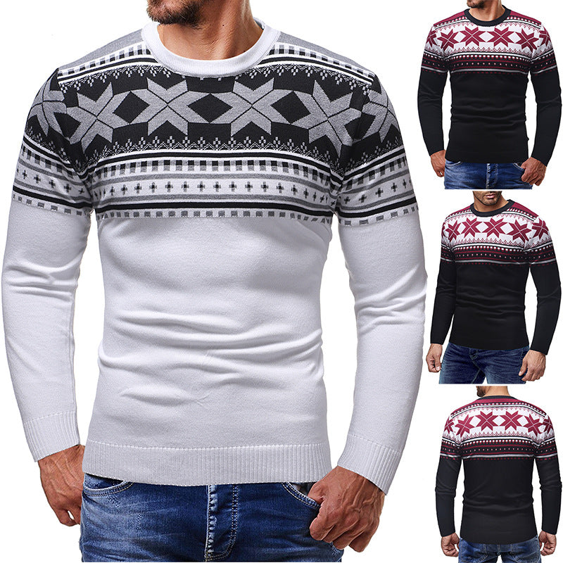 Men's Christmas Sweater with Geometric Patterns