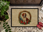 Brittany Spaniel Christmas Flowers Doormat