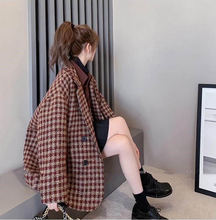 British Plaid Double-faced Cashmere Coat for Women