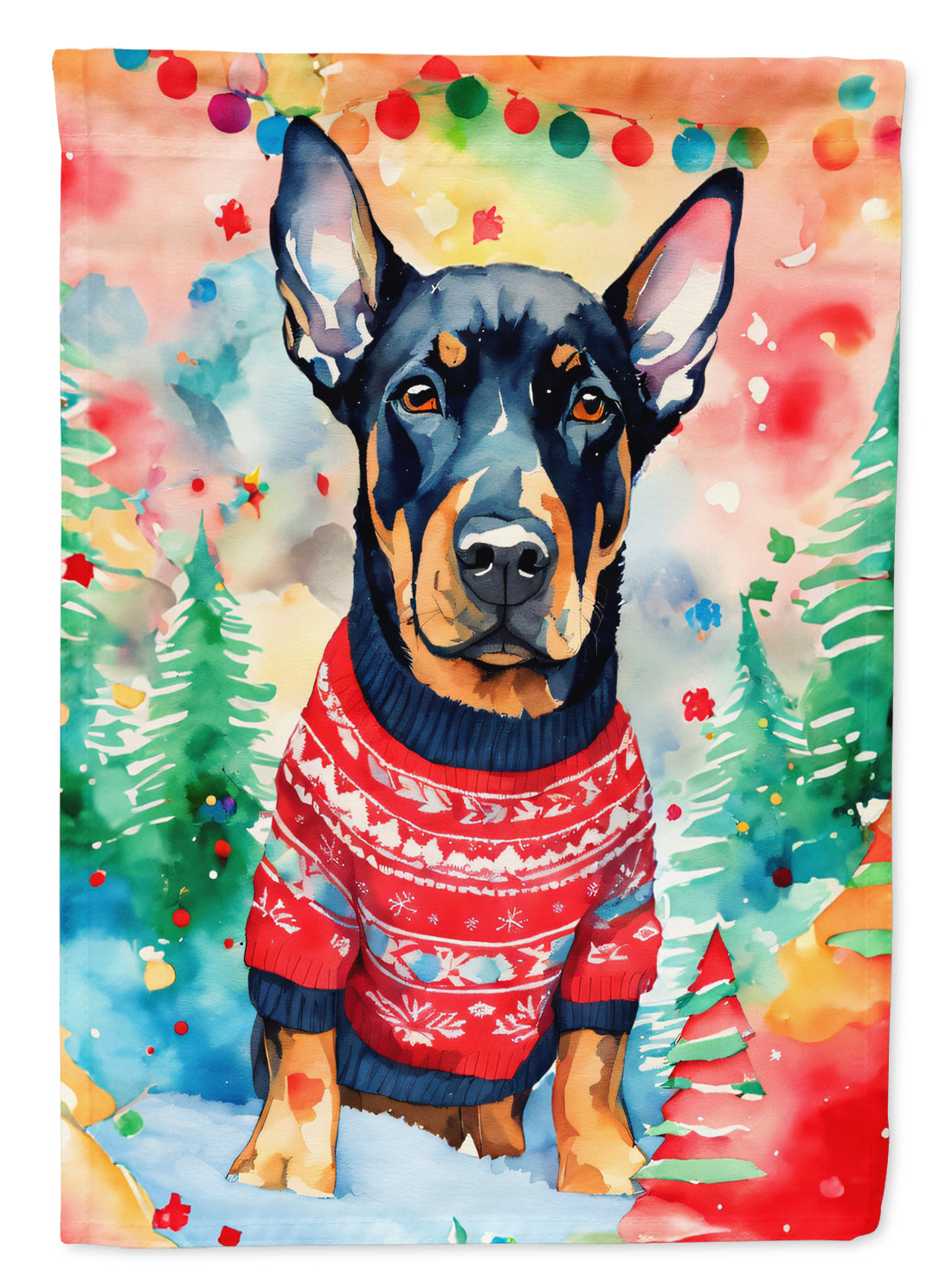 Doberman Pinscher Christmas Garden Flag