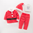 Children's Christmas Long Sleeve Outfit with Hat (3 Pieces) | Embroidered Cap