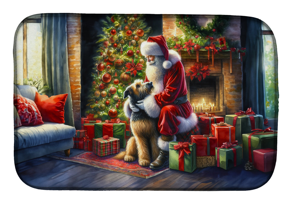 Irish Wolfhound and Santa Claus Dish Drying Mat