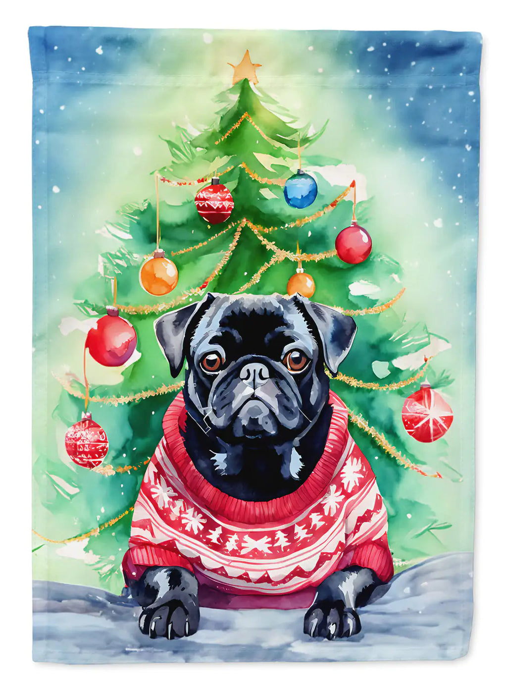 Pug Christmas Garden Flag