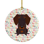 Merry Christmas Wire Haired Dachshund Chocolate Ceramic Ornament
