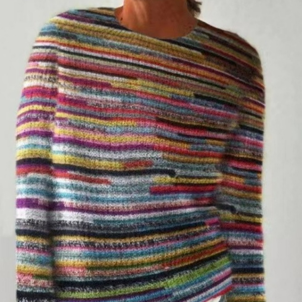 Women's Round Neck Multicolor Pullover Sweater | Streetwear