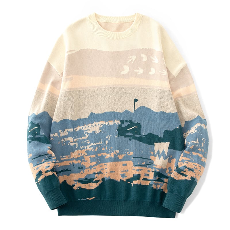 Men's Long Sleeve Round Neck Knit Sweater
