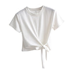 2024 Summer Women's Basic Crop Top with Tie Detail