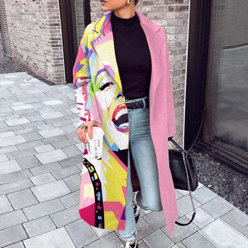 Women's Long Dragon and Phoenix Stitching Coat