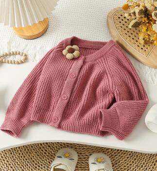 Girls' Lantern Sleeve Jacket with Pearl Buttons