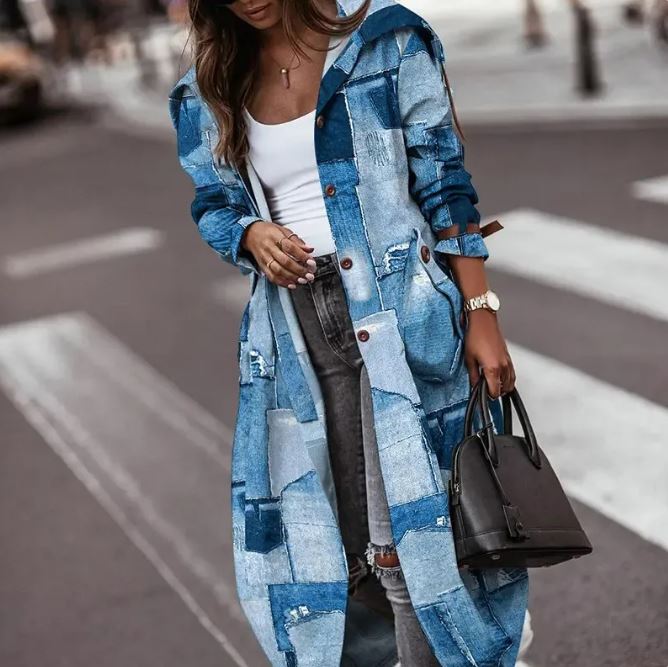 Casual Lapel Mid-length Trench Coat For Women