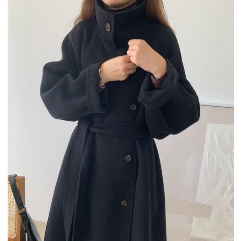 Double-Sided Cashmere Coat for Women, Knee-Length