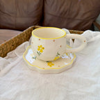 Hand-Painted Christmas Ceramic Coffee Cup & Saucer