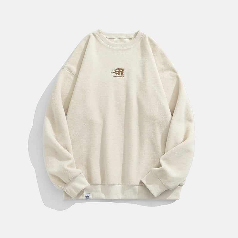 Men's Polar Fleece Round Neck Sweatshirt - Japanese Style | Streetwear