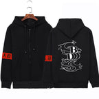 Plush Unisex Zipper Hoodie with Stamping Pattern | Streetwear