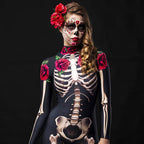 Halloween Skeleton Rose Bodysuit Cosplay Costume