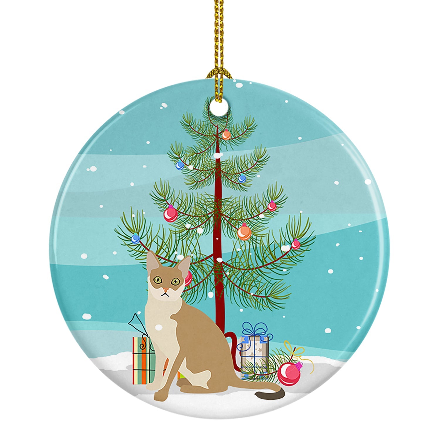 Singapura Cat Christmas Ceramic Ornament