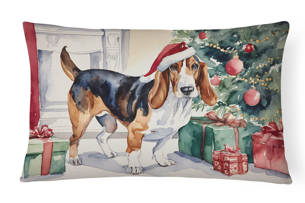 Basset Hound Christmas Throw Pillow