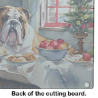 English Bulldog Christmas Cookies Glass Cutting Board