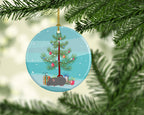 Australian Long Coated Mouse Merry Christmas Ceramic Ornament