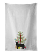 Russian White Black Cat Christmas Kitchen Towel Set of 2