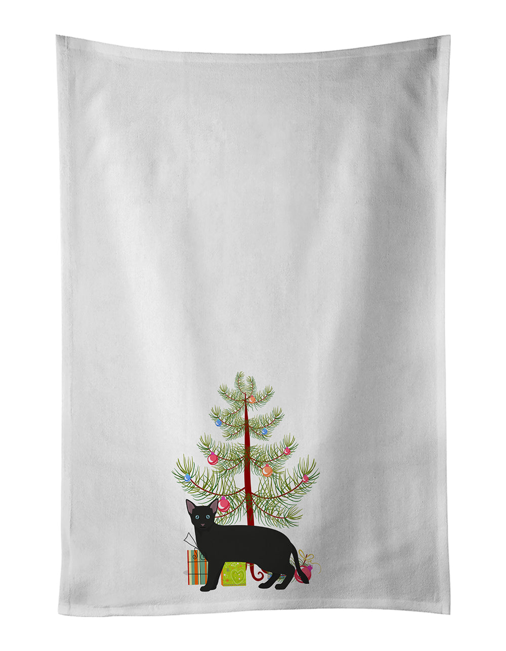 Russian White Black Cat Christmas Kitchen Towel Set of 2
