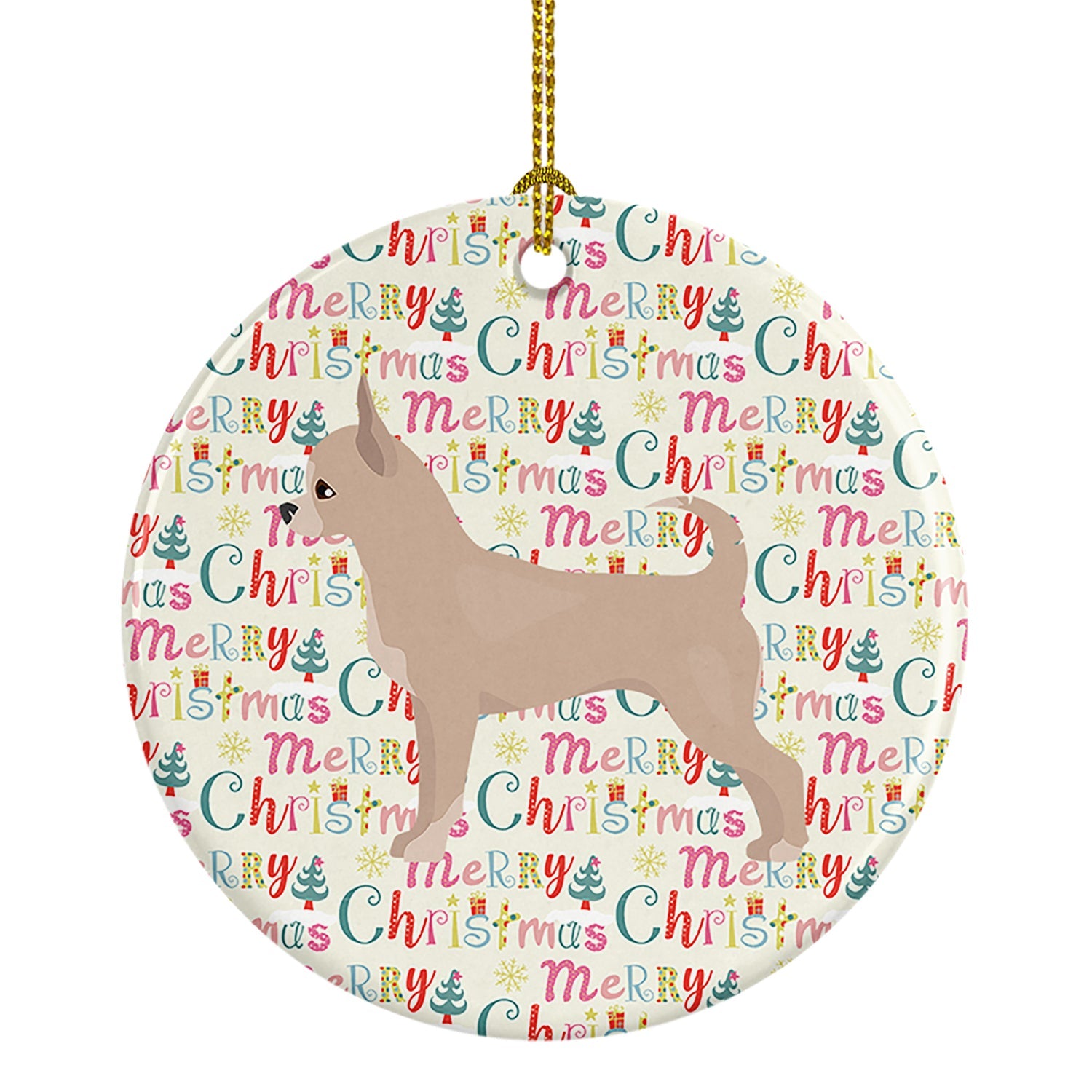 Chihuahua Merry Christmas Ceramic Ornament