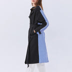 Striped Trench Coat with Lapel Tie Detail