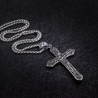 Jesus Cross Crucifix Pendant Necklace - Titanium Steel