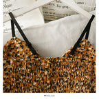 Korean V-Neck Corduroy Floral Print Tank Top for Women